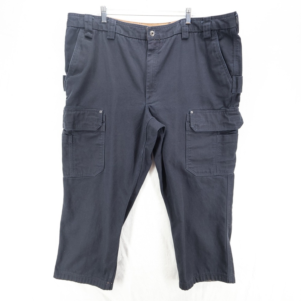 Duluth Trading Co Men 48x30 Black Fire Hose Relaxed Fit Cargo Work Pants 92204